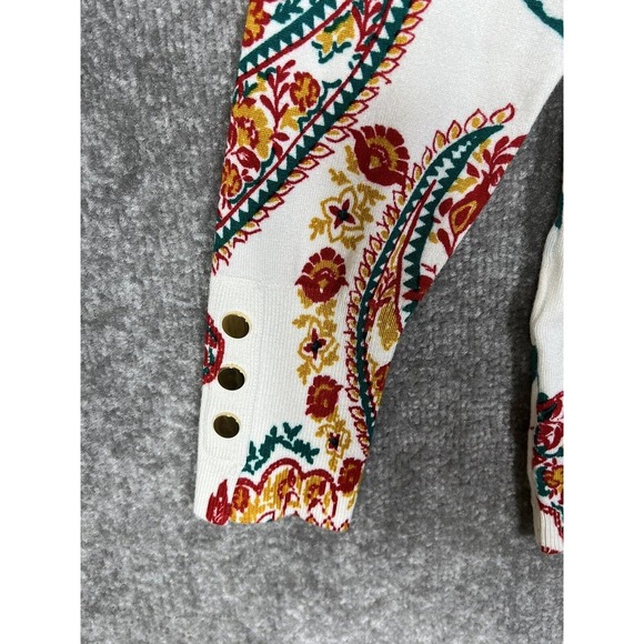 JM Collection Floral‎ Paisley Knit Ribbed Sweater Womens Medium Rayon Nylon - Picture 14 of 16